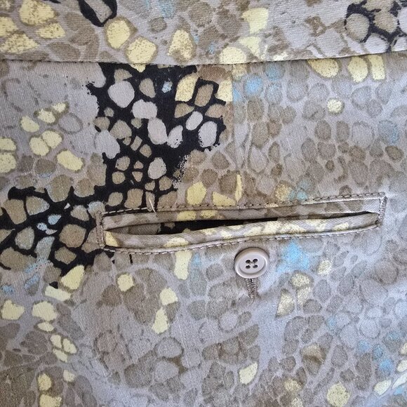 Larry Levine Snakeskin Print Trousers Grey Black Stretch Cotton Pants Size 12 - Picture 12 of 16